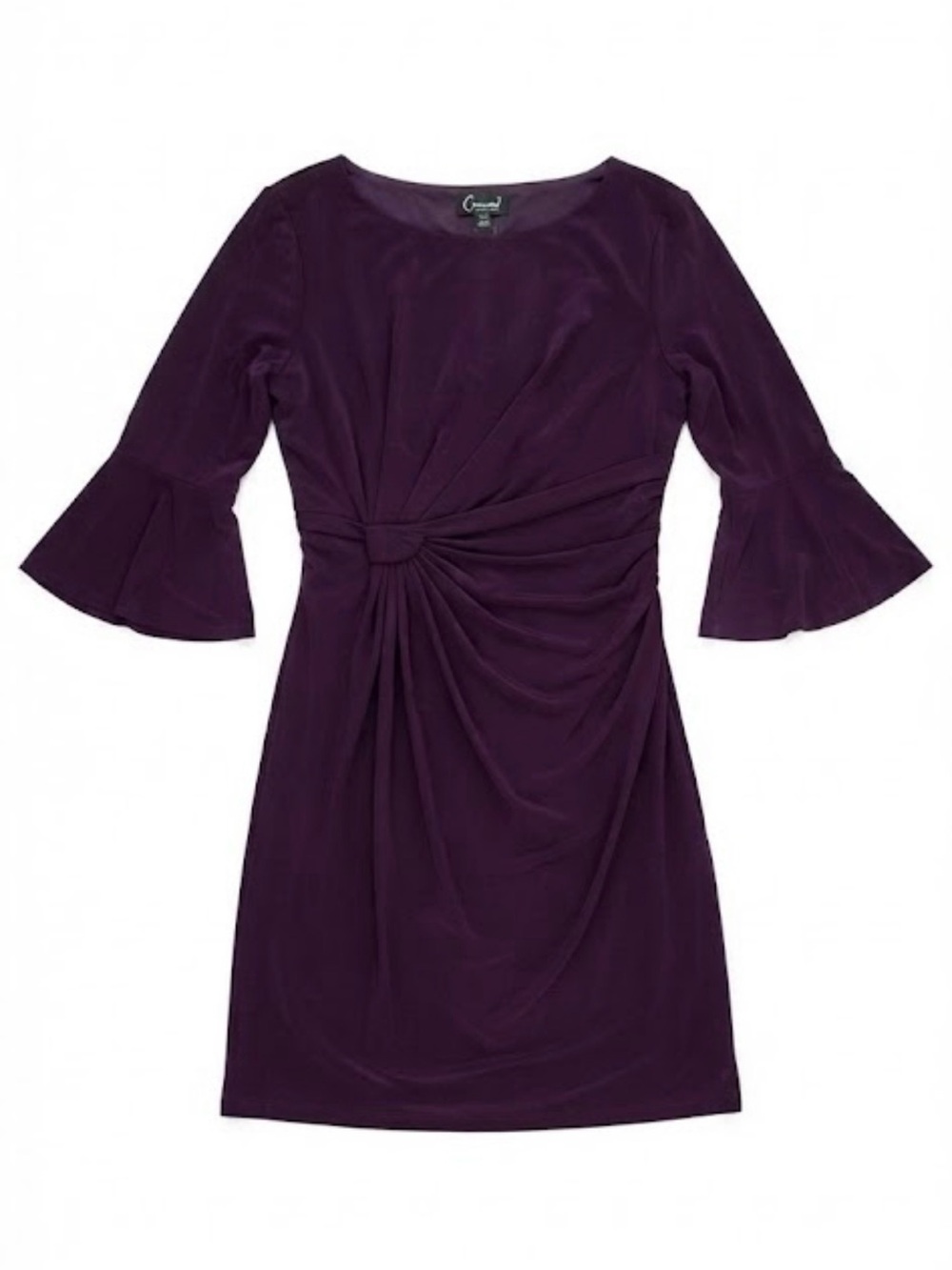 Gathered Purple Knot-Front Dress